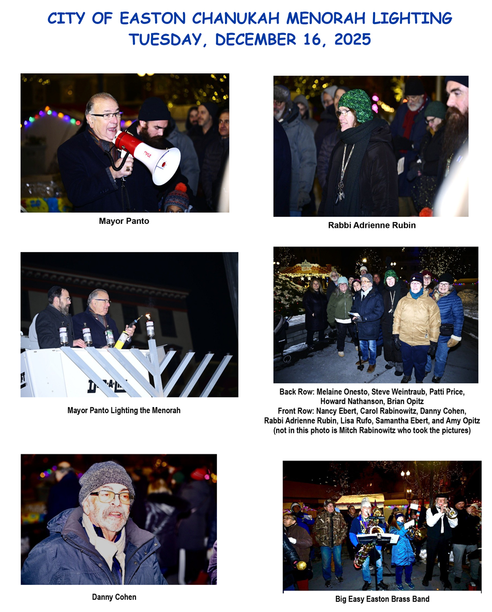Lighting in Easton PA with Mayor Panto and Rabbi Halperin and Rabbi Rubin